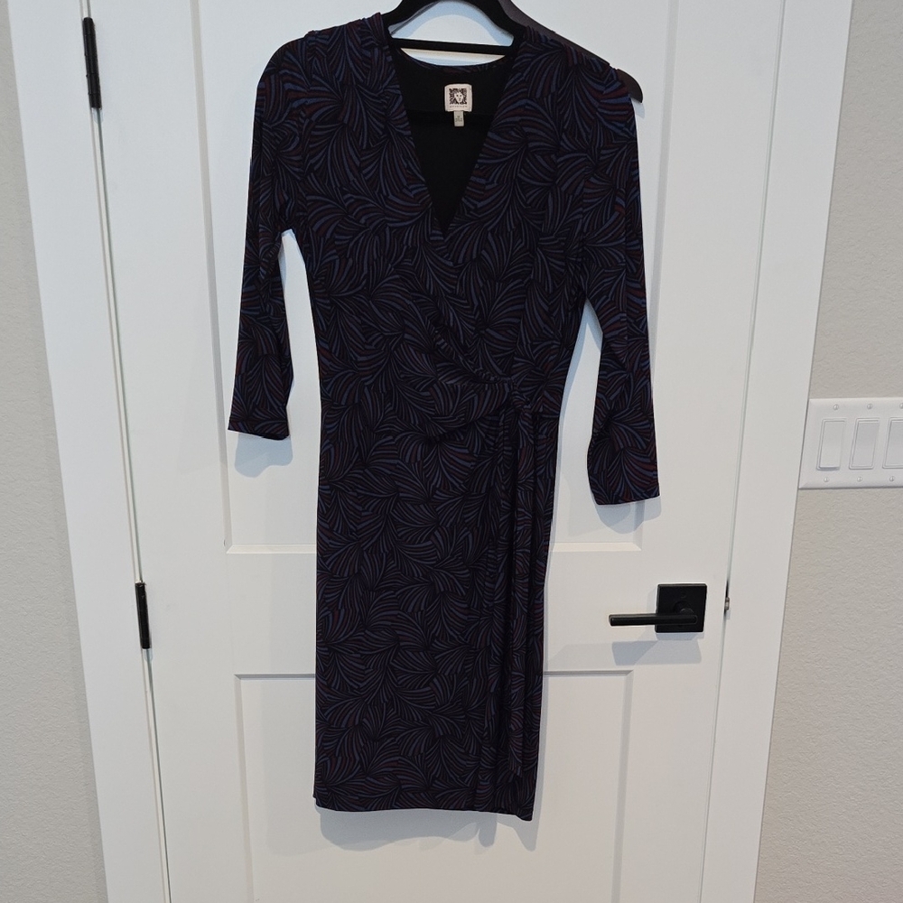 Anne Klein Elegant Surplice Patterned Dress